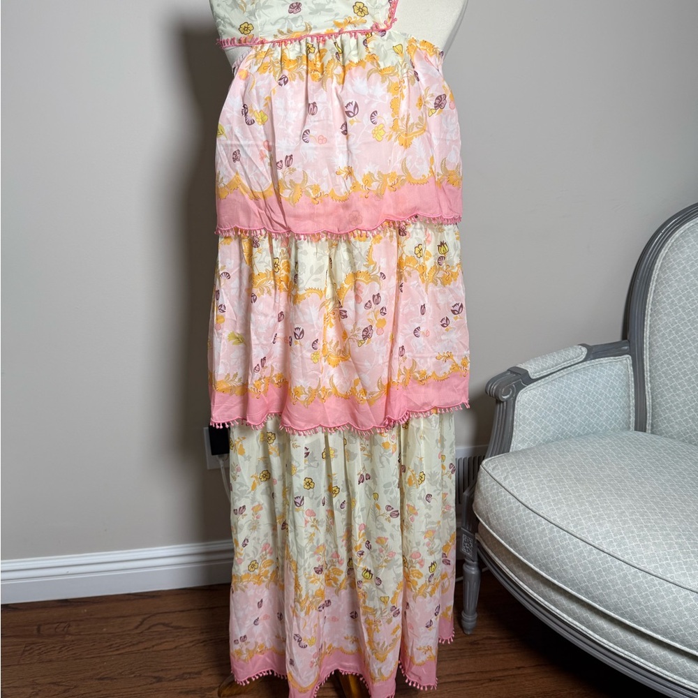 Amazon Pink and Cream Floral Backless Dress